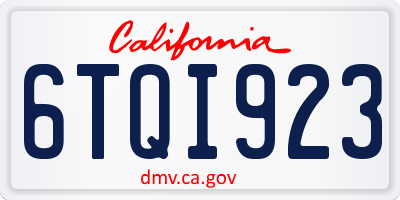 CA license plate 6TQI923