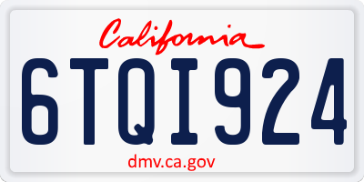 CA license plate 6TQI924