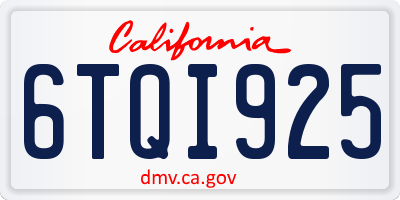 CA license plate 6TQI925