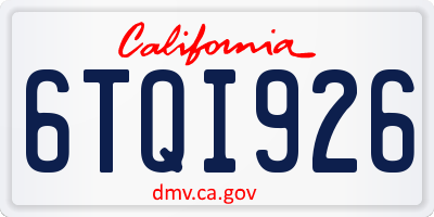 CA license plate 6TQI926