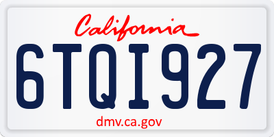 CA license plate 6TQI927