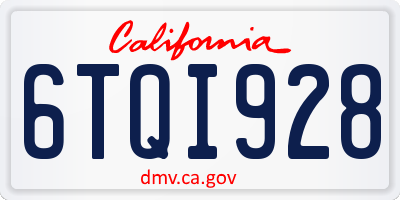 CA license plate 6TQI928