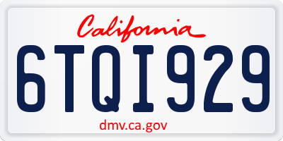 CA license plate 6TQI929