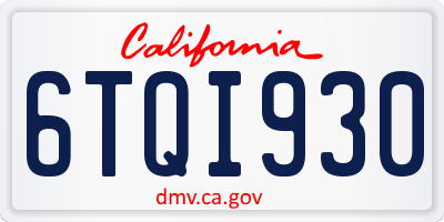 CA license plate 6TQI930