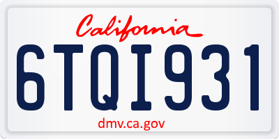 CA license plate 6TQI931