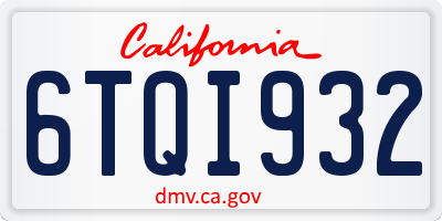 CA license plate 6TQI932