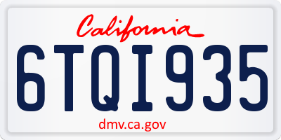 CA license plate 6TQI935