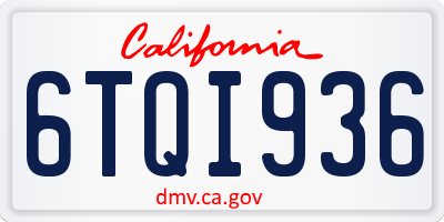 CA license plate 6TQI936
