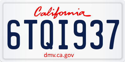 CA license plate 6TQI937