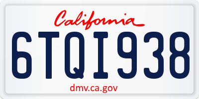 CA license plate 6TQI938