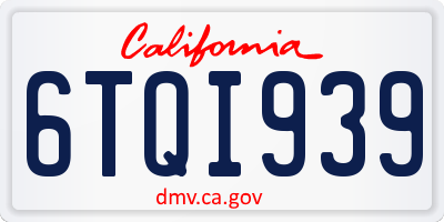 CA license plate 6TQI939