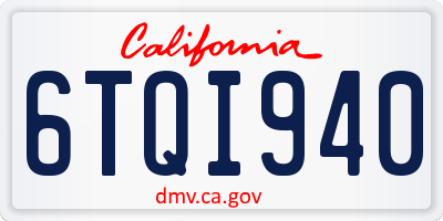 CA license plate 6TQI940