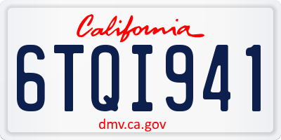 CA license plate 6TQI941