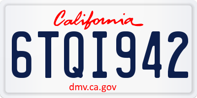 CA license plate 6TQI942