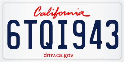 CA license plate 6TQI943