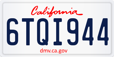 CA license plate 6TQI944