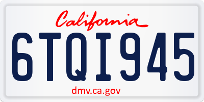 CA license plate 6TQI945