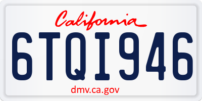 CA license plate 6TQI946