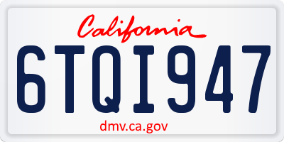 CA license plate 6TQI947