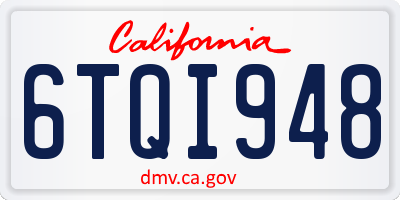 CA license plate 6TQI948