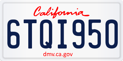 CA license plate 6TQI950