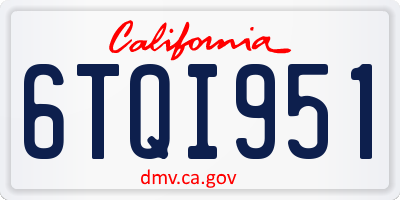 CA license plate 6TQI951