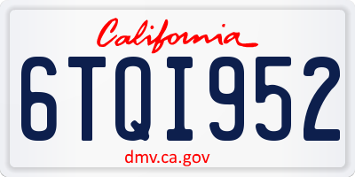 CA license plate 6TQI952