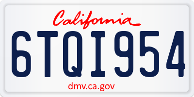 CA license plate 6TQI954