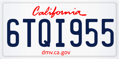 CA license plate 6TQI955