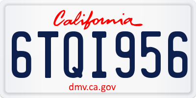 CA license plate 6TQI956