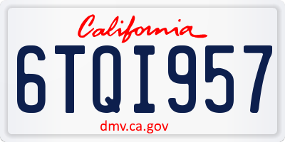 CA license plate 6TQI957