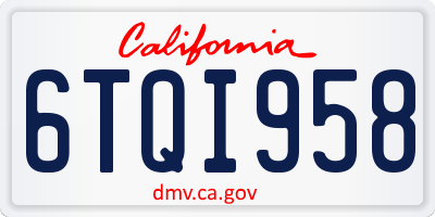 CA license plate 6TQI958