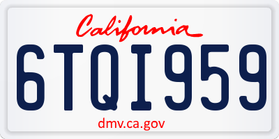 CA license plate 6TQI959