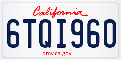 CA license plate 6TQI960