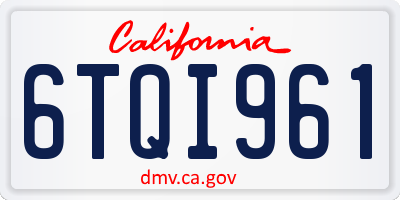 CA license plate 6TQI961