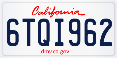 CA license plate 6TQI962