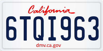 CA license plate 6TQI963