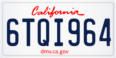 CA license plate 6TQI964