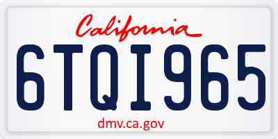 CA license plate 6TQI965