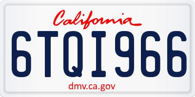 CA license plate 6TQI966