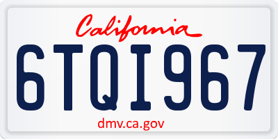 CA license plate 6TQI967