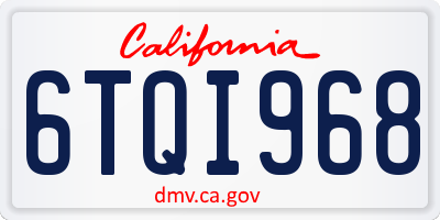 CA license plate 6TQI968