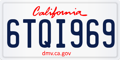 CA license plate 6TQI969