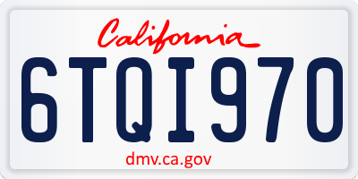 CA license plate 6TQI970