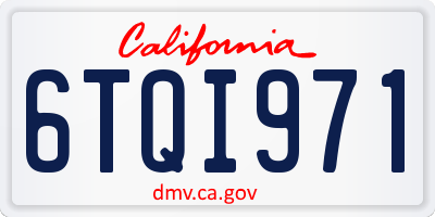 CA license plate 6TQI971