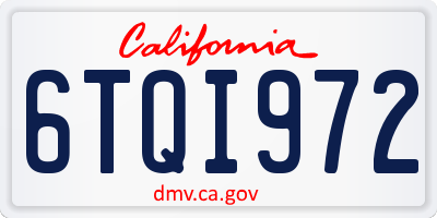 CA license plate 6TQI972