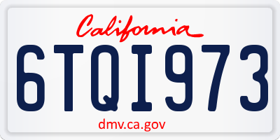 CA license plate 6TQI973