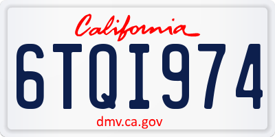 CA license plate 6TQI974