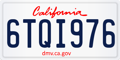 CA license plate 6TQI976