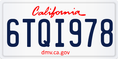 CA license plate 6TQI978